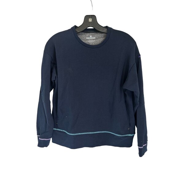 BOMBAS Sweatshirt Navy Blue Long Sleeve Cotton Crewneck Size Small - Picture 1 of 7